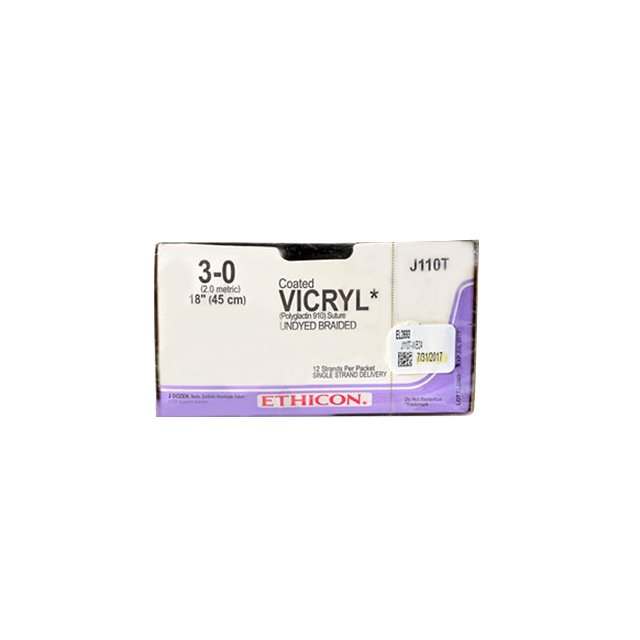 Ethicon Suture 3-0 12-18inCoated Vicryl Und. Braided(Box Of 24)